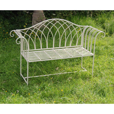 Cream metal garden discount bench